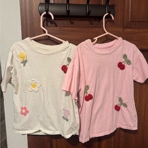 Bundle : Floral and Cherry Embroidered Kids Tops